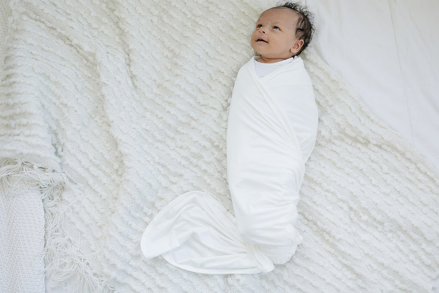 Cloud White Bamboo Swaddle Blanket