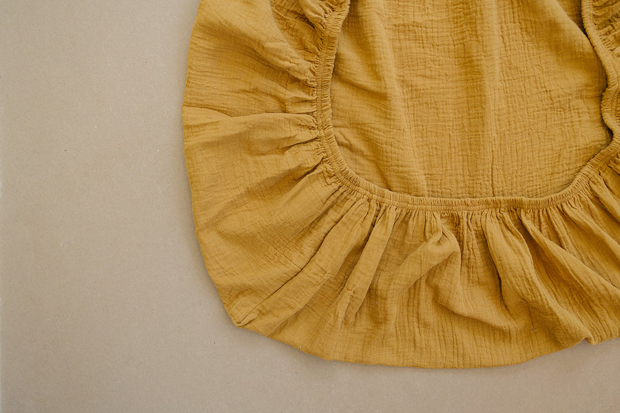 Mustard Cotton Muslin Crib Sheet